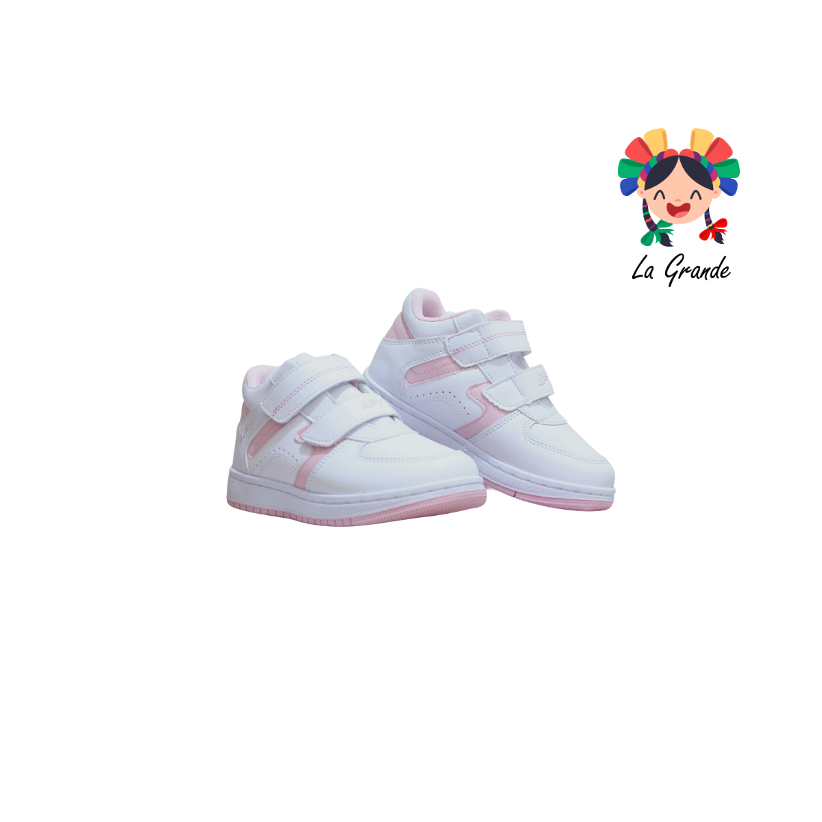 514 APT Blanco Rosa Napa Tenis Escolar para Niña