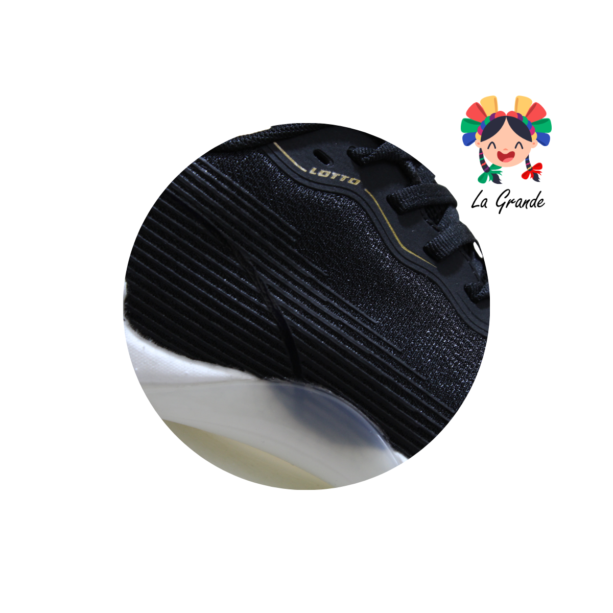 0H517002 LOTTO Negro Amarillo Tenis Casual para Caballero