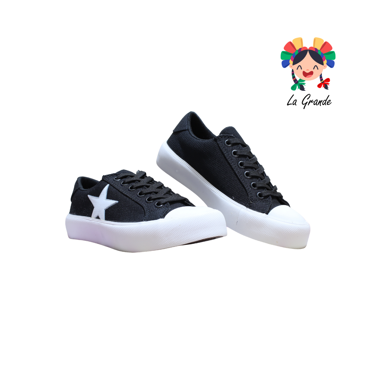 21 LA PAG Negro Blanco Tenis Casual para Dama y Joven