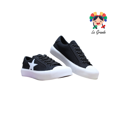 21 LA PAG Negro Blanco Tenis Casual para Dama y Joven