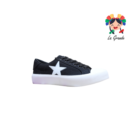 21 LA PAG Negro Blanco Tenis Casual para Dama y Joven