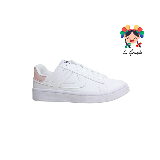 220006 PANAM Blanco Rosa Napa Tenis Casual Original para Dama