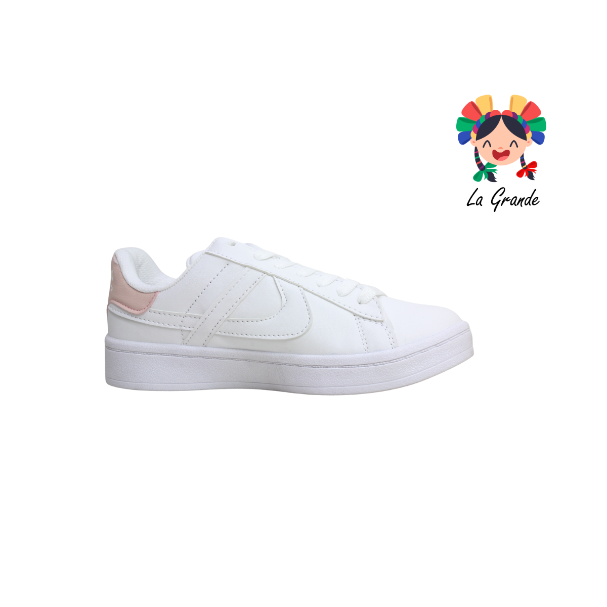 220006 PANAM Blanco Rosa Napa Tenis Casual Original para Dama
