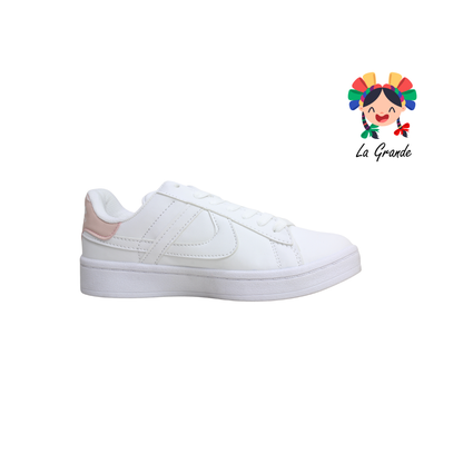 220006 PANAM Blanco Rosa Napa Tenis Casual Original para Dama