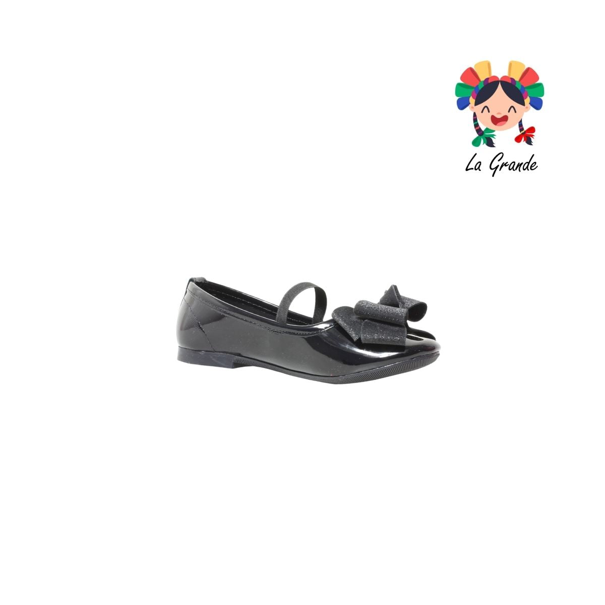2200 KAROLINE Negro Charol Sintético Balerina para Niña