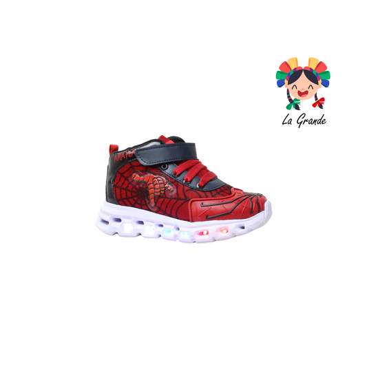22017 Araña ROJO ARANDANO Rojo Negro Tenis para Niño de luces LED