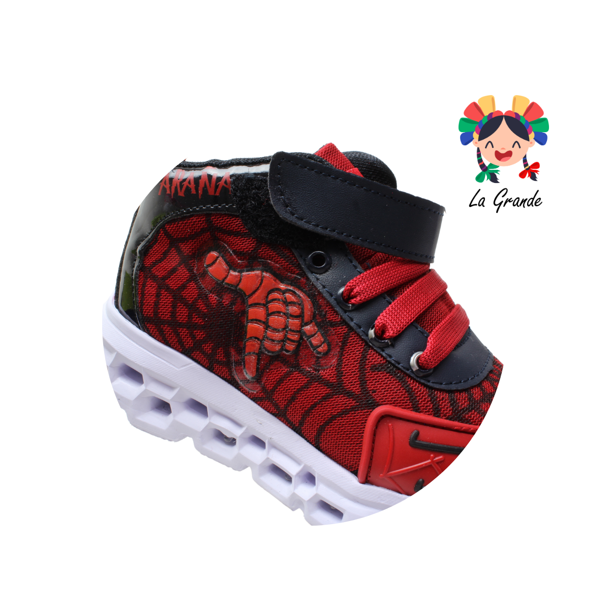 22017 Araña ROJO ARANDANO Rojo Negro Tenis para Niño de luces LED