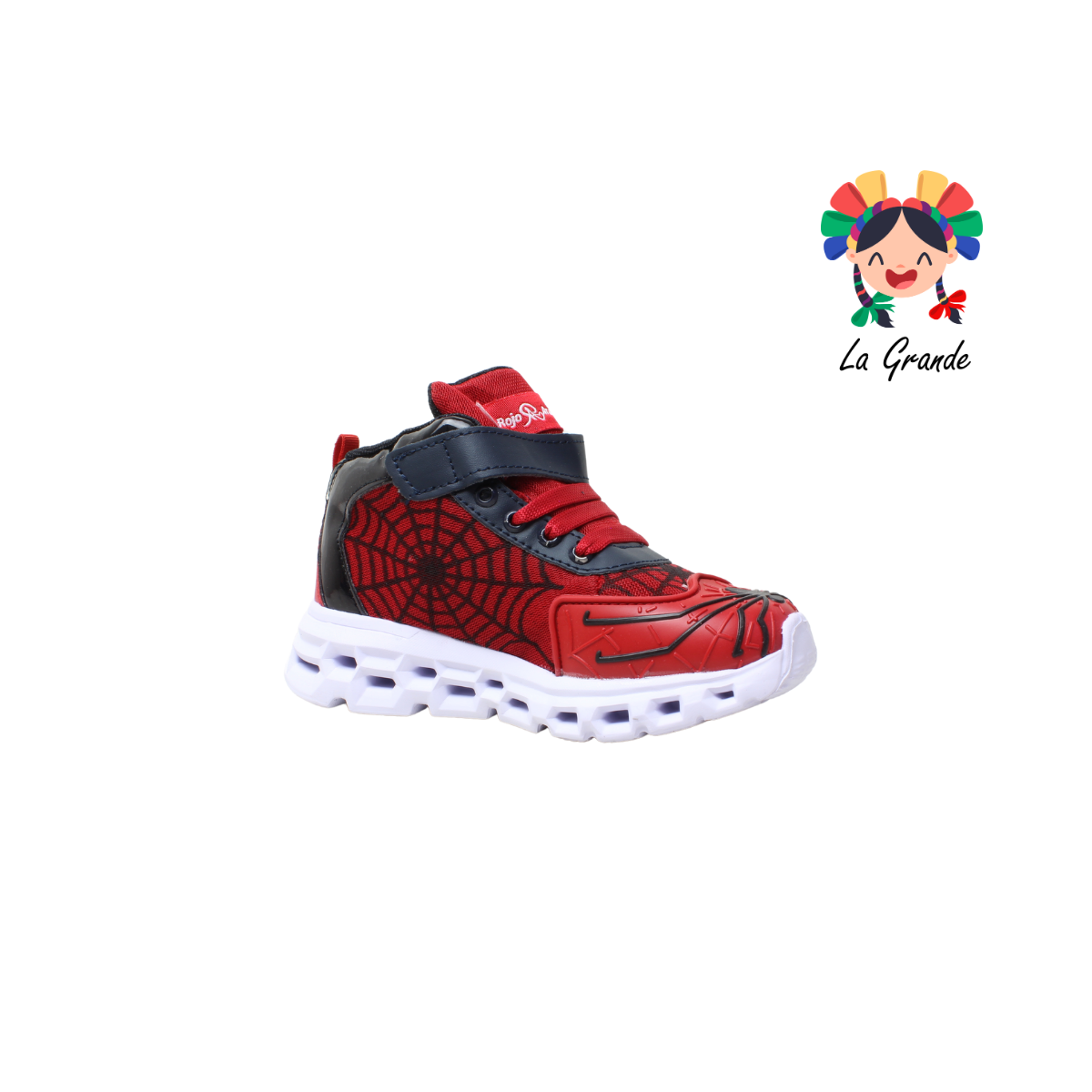 22017 Araña ROJO ARANDANO Rojo Negro Tenis para Niño de luces LED
