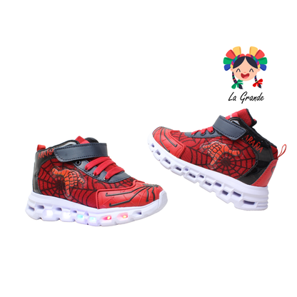 22017 Araña ROJO ARANDANO Rojo Negro Tenis para Niño de luces LED