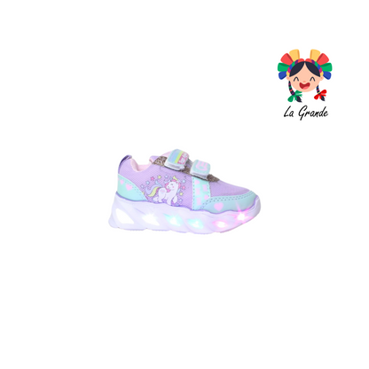 22019 ROJO ARANDANO Lila Menta Sint Tenis Casual Con Luces LED Para  Niña