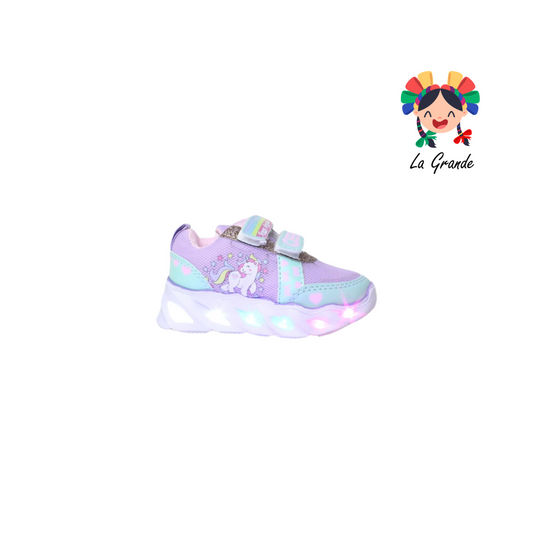 22019 ROJO ARANDANO Lila Menta Sint Tenis Casual Con Luces LED Para  Niña