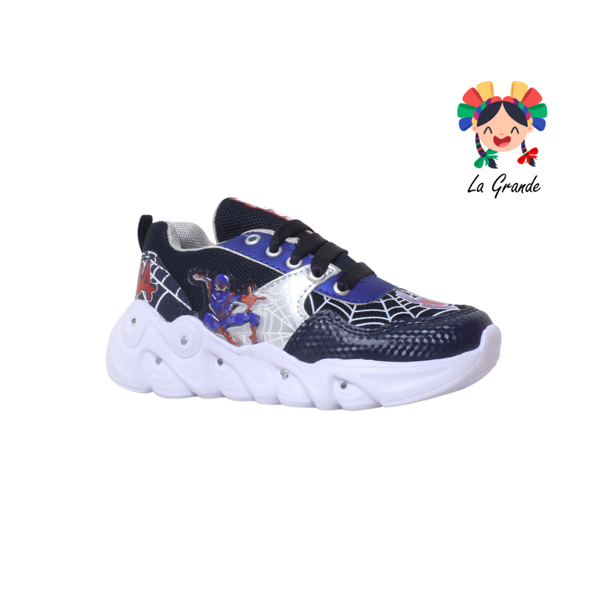 22023 ROJO ARANDANO Araña Marino Rey Plata Sint tenis choclo Casual con Luces para Niño