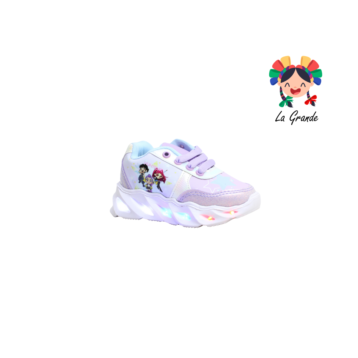 22024 HUNTR ROJO ARANDANO Lila Cielo Sintético Tenis Casual con Luces para Bebé