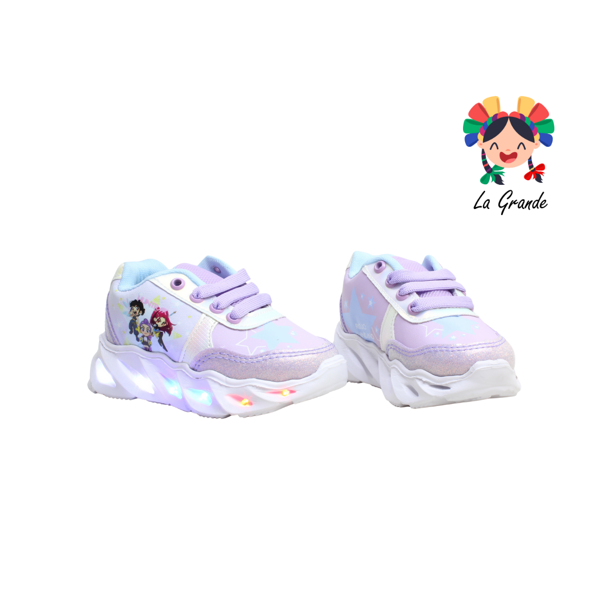 22024 HUNTR ROJO ARANDANO Lila Cielo Sintético Tenis Casual con Luces para Bebé