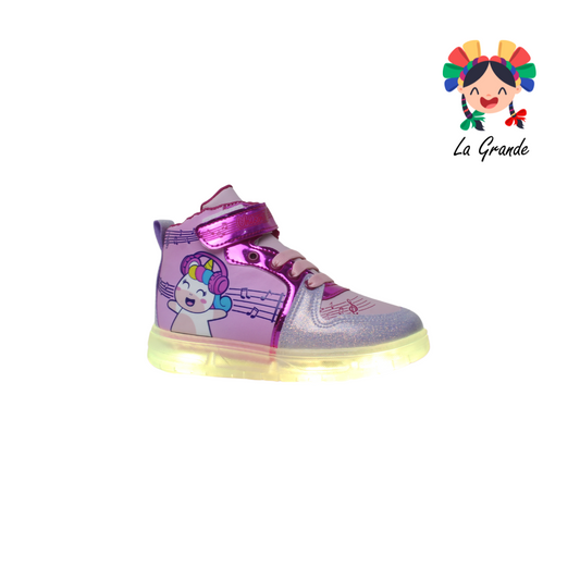 22025 UNI ROJO ARANDANO Rosa Fiusha Sint Tenis Casual con Luz Recargable para Niña