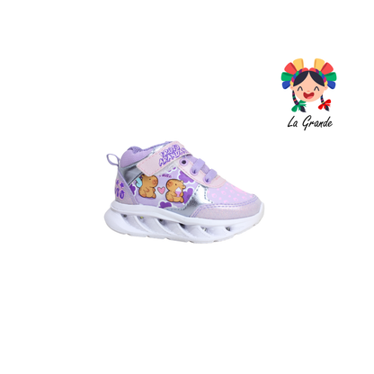 22030 CAPI ROJO ARANDANO Lila Plata Tenis Casual con Luces Recargables para Bebé