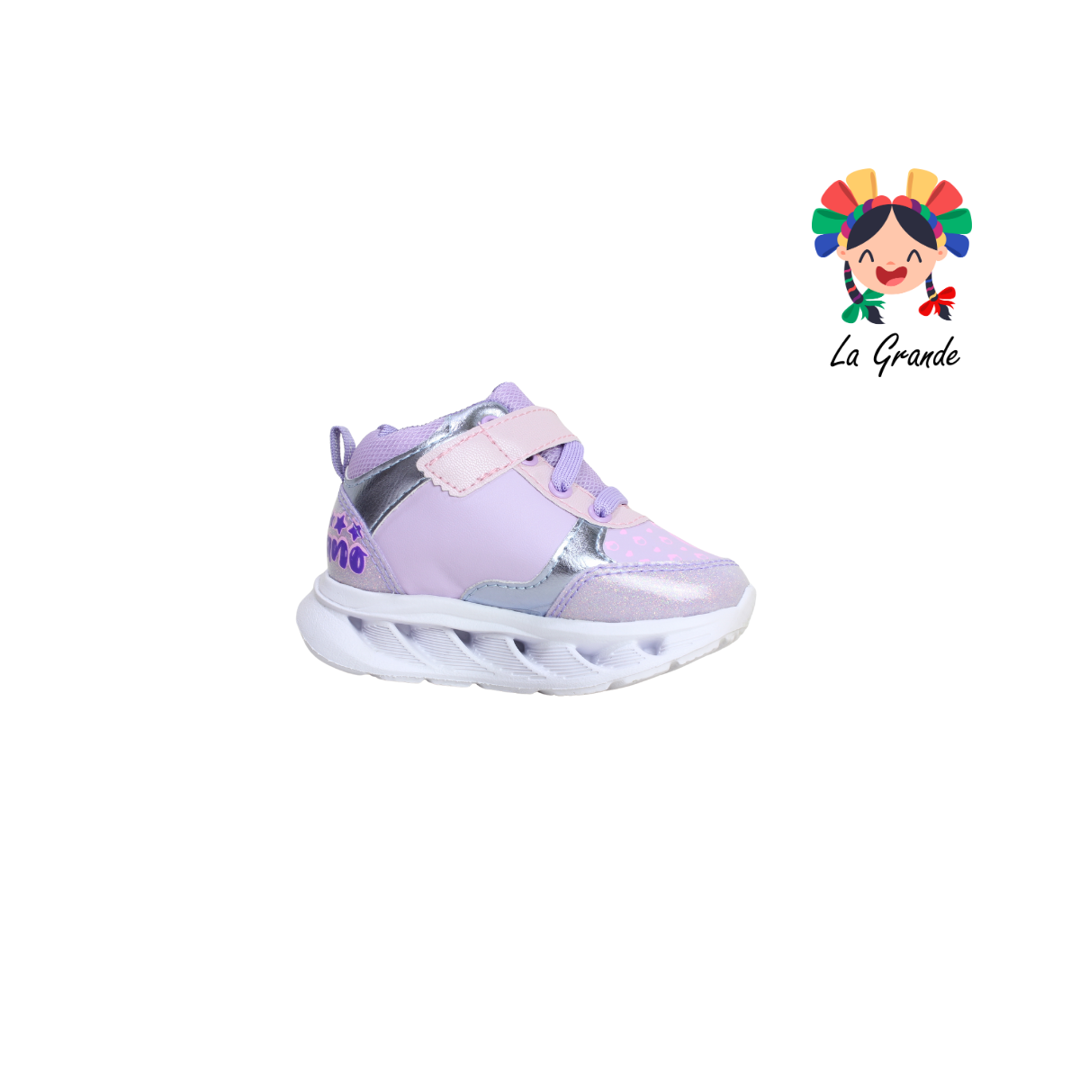 22030 CAPI ROJO ARANDANO Lila Plata Tenis Casual con Luces Recargables para Bebé