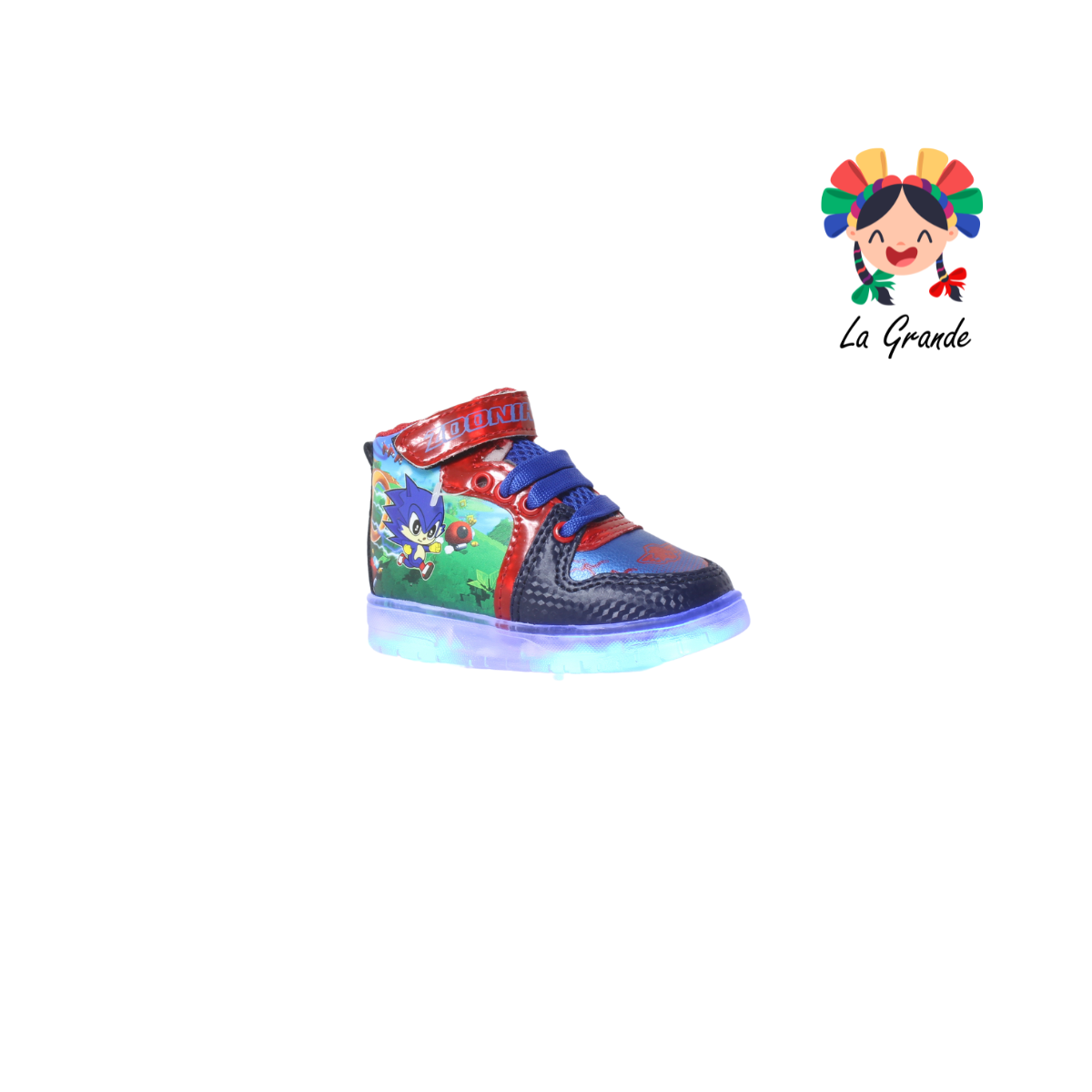 22025 ZONIC ROJO ARANDANO Mno Rey Rojo Sint Tenis Casual con Luz Led Recargable para Niño