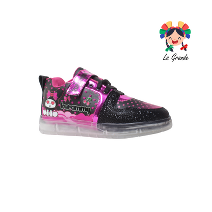 22026 ROJO ARANDANO Kurumi Negro Fiusha Sint Tenis con Luces Led para Dama