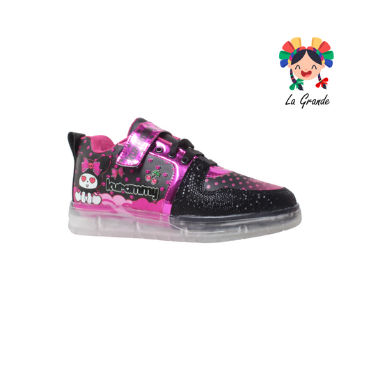 22026 ROJO ARANDANO Kurumi Negro Fiusha Sint Tenis con Luces Led para Dama