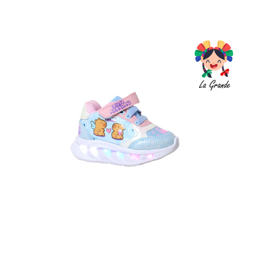 22029 CAPIBARA ROJO ARANDANO Cielo Rosa Tenis Casual con Luces para Bebé