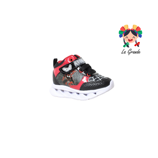 22030 ARAÑA ROJO ARANDANO Negro Rojo Tenis Casual con Luces para Bebé