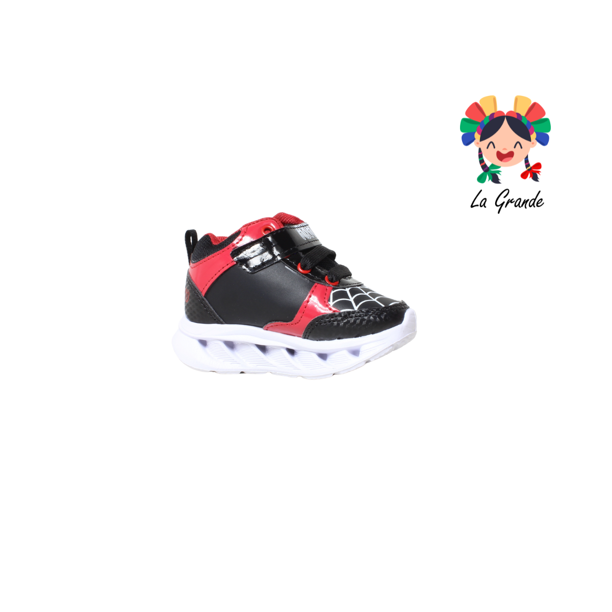22030 ARAÑA ROJO ARANDANO Negro Rojo Tenis Casual con Luces para Bebé