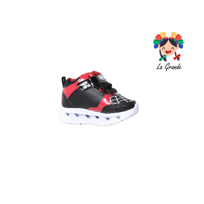 22030 ARAÑA ROJO ARANDANO Negro Rojo Tenis Casual con Luces para Bebé