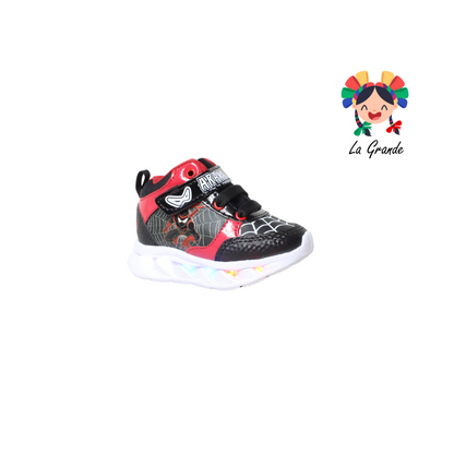 22030 ARAÑA ROJO ARANDANO Negro Rojo Tenis Casual con Luces para Bebé
