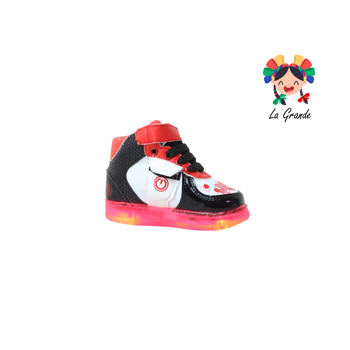 22031 CAPI ROJO ARANDANO Bco Ngo Rojo Tenis Casual con Luces para Niño