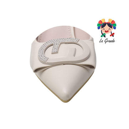 2207 YAELI FASHION Beige Sint Zapatilla de Vestir para Dama