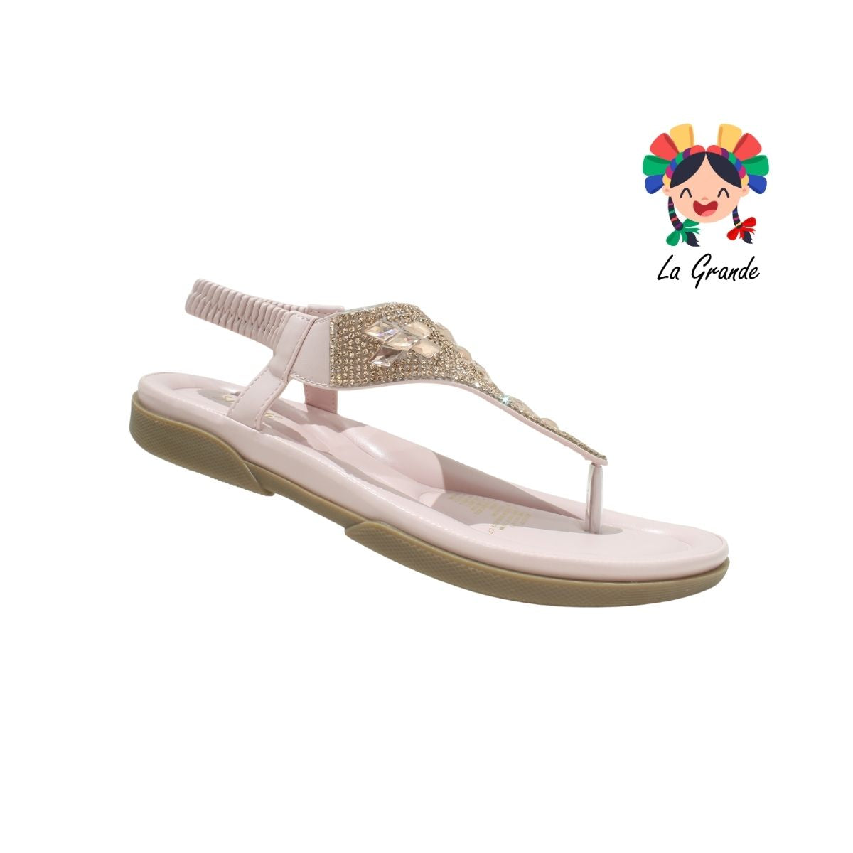 2208 SHOSH Rosa Sint Sandalia con Pedrería para Dama