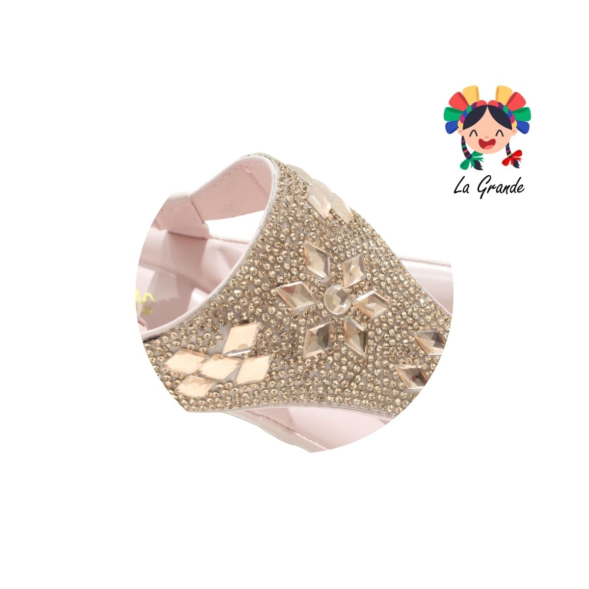 2208 SHOSH Rosa Sint Sandalia con Pedrería para Dama