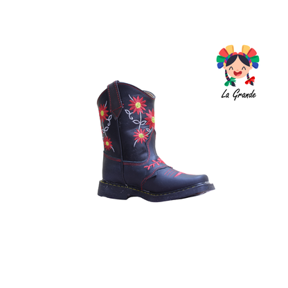 220 ARRIVEÑO Negro Rojo Bota Vaquera para Niña