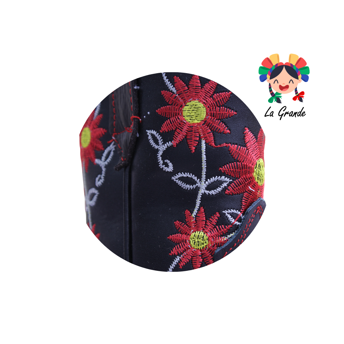 220 ARRIVEÑO Negro Rojo Bota Vaquera para Niña