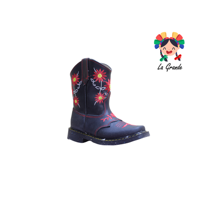 220 ARRIVEÑO Negro Rojo Bota Vaquera para Niña
