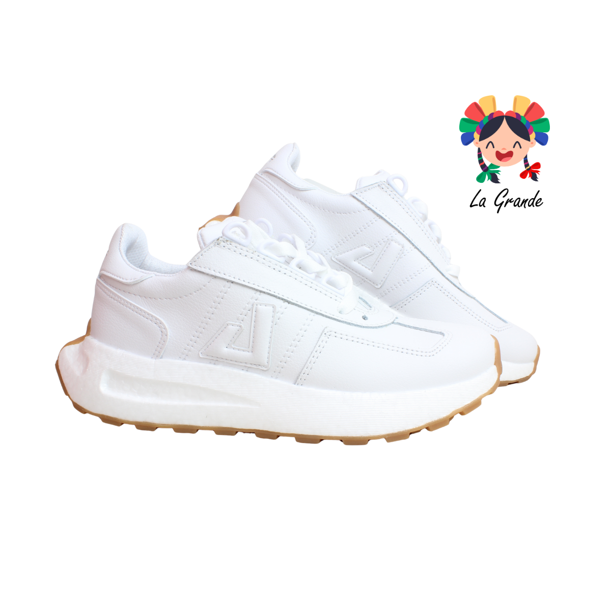 5025 APOORT Blanco Blanco Piel Tenis Deportivo para Dama, Joven y Caballero