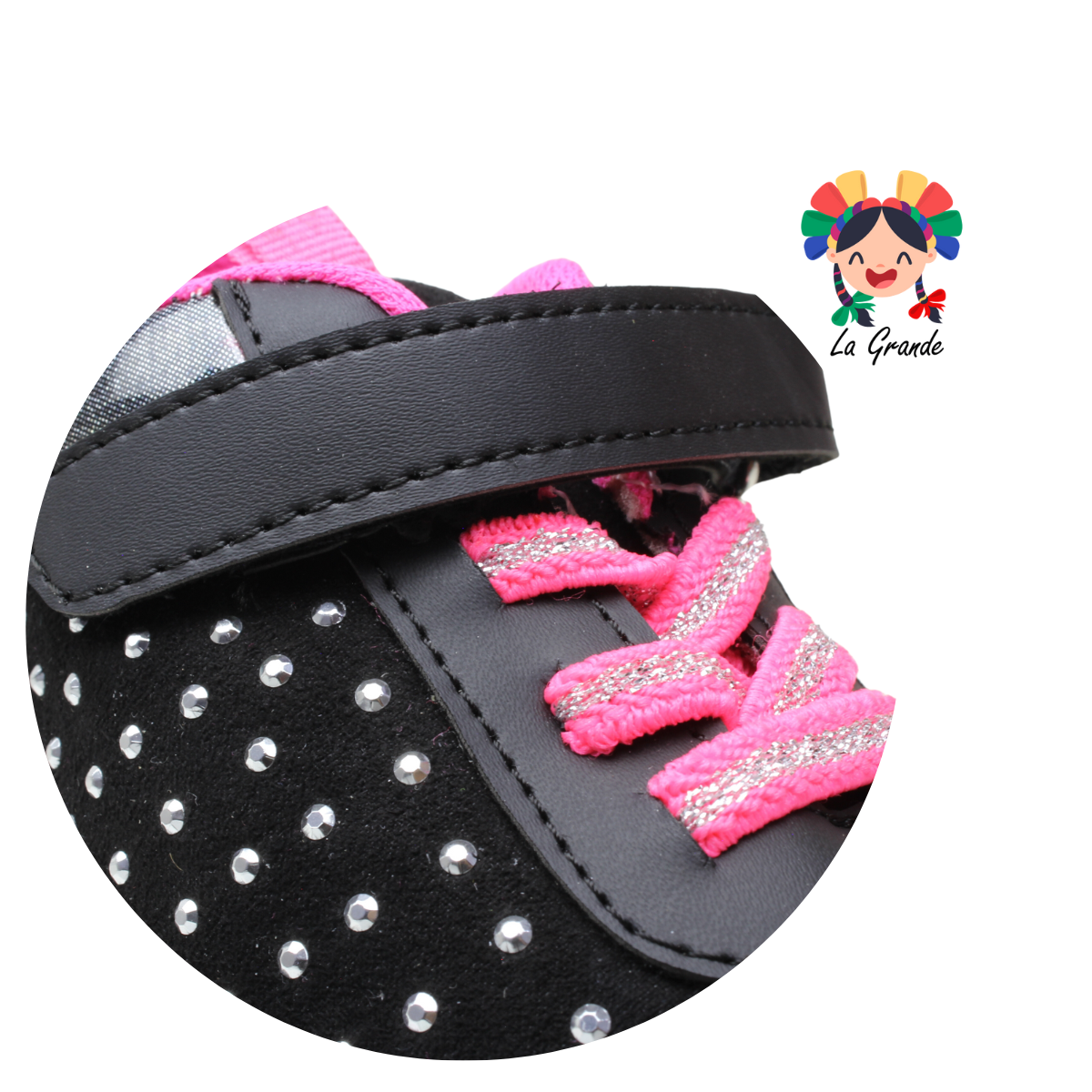 2212 DOMINIQ Negro Rosa Sint tenis casual para Niña