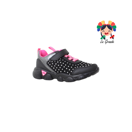 2212 DOMINIQ Negro Rosa Sint tenis casual para Niña