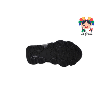 2212 DOMINIQ Negro Rosa Sint tenis casual para Niña