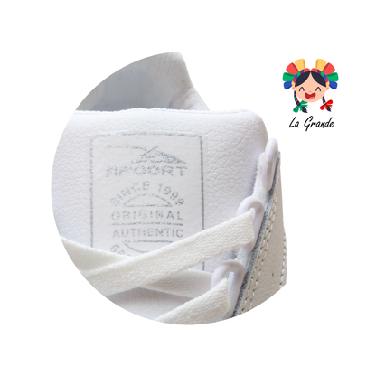 5025 APOORT Blanco Blanco Piel Tenis Deportivo para Dama, Joven y Caballero