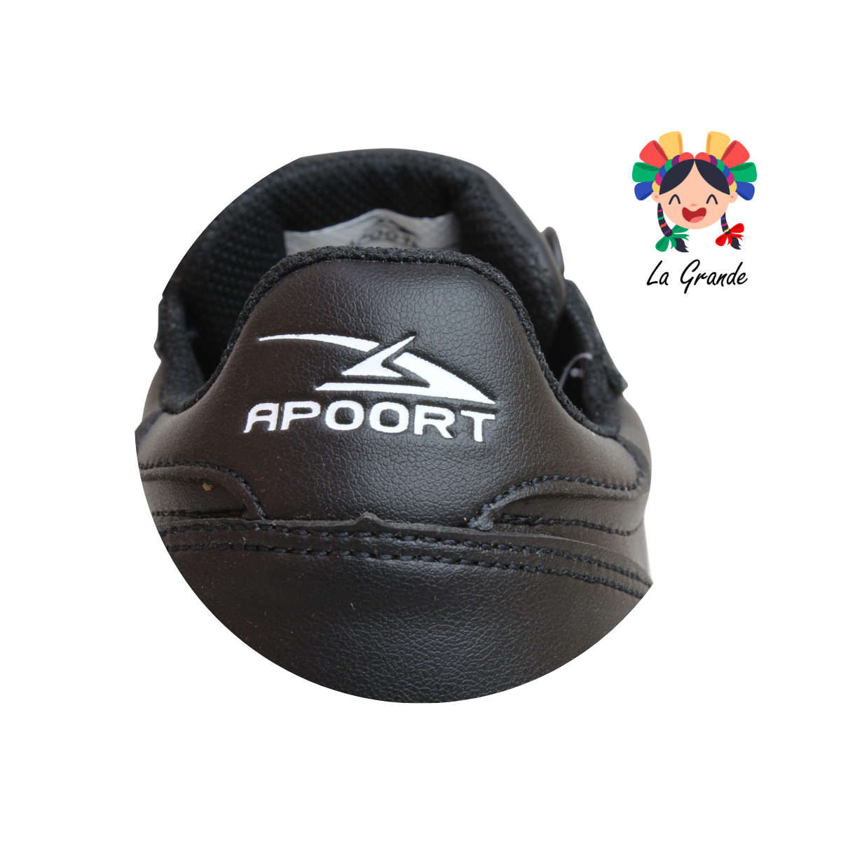 5025 APOORT Negro Blanco Piel Tenis Deportivo para Dama, Joven y Caballero