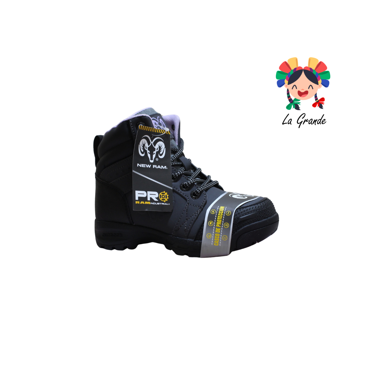 253 RAM Negro Lila Bota con Casco de Acero para Dama