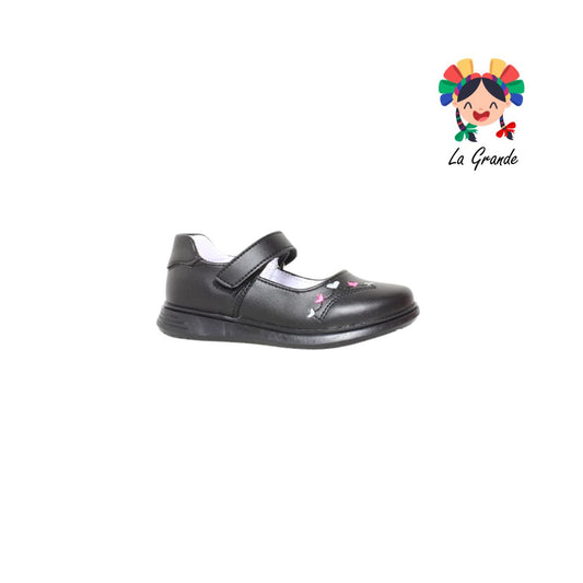 2296 DOMINIQ Negro Napa Zapato Escolar para Niña