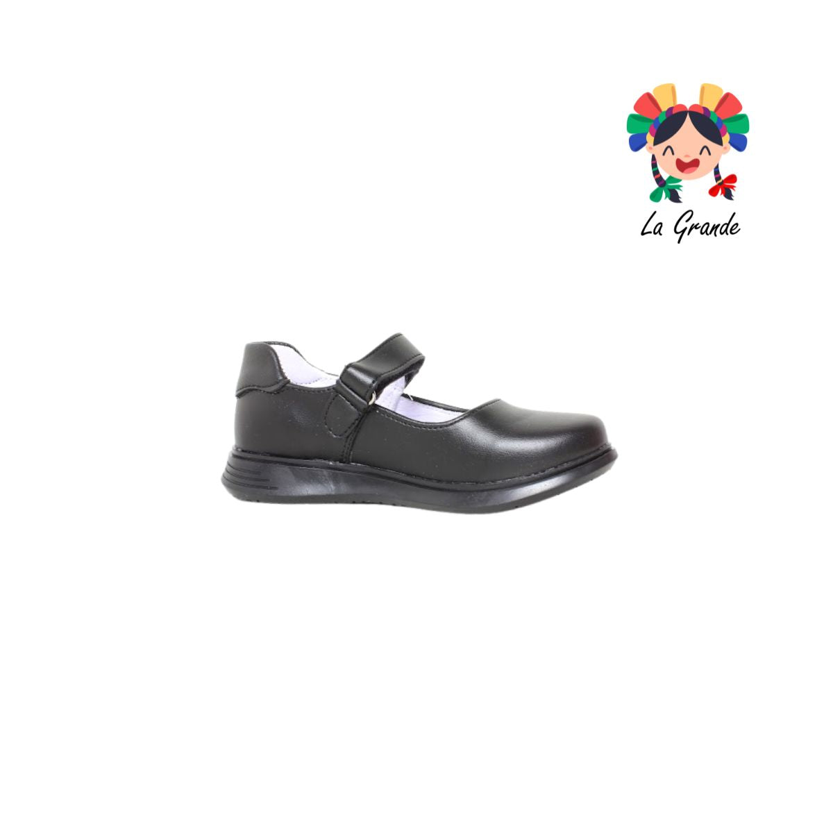 2296 DOMINIQ Negro Napa Zapato Escolar para Niña