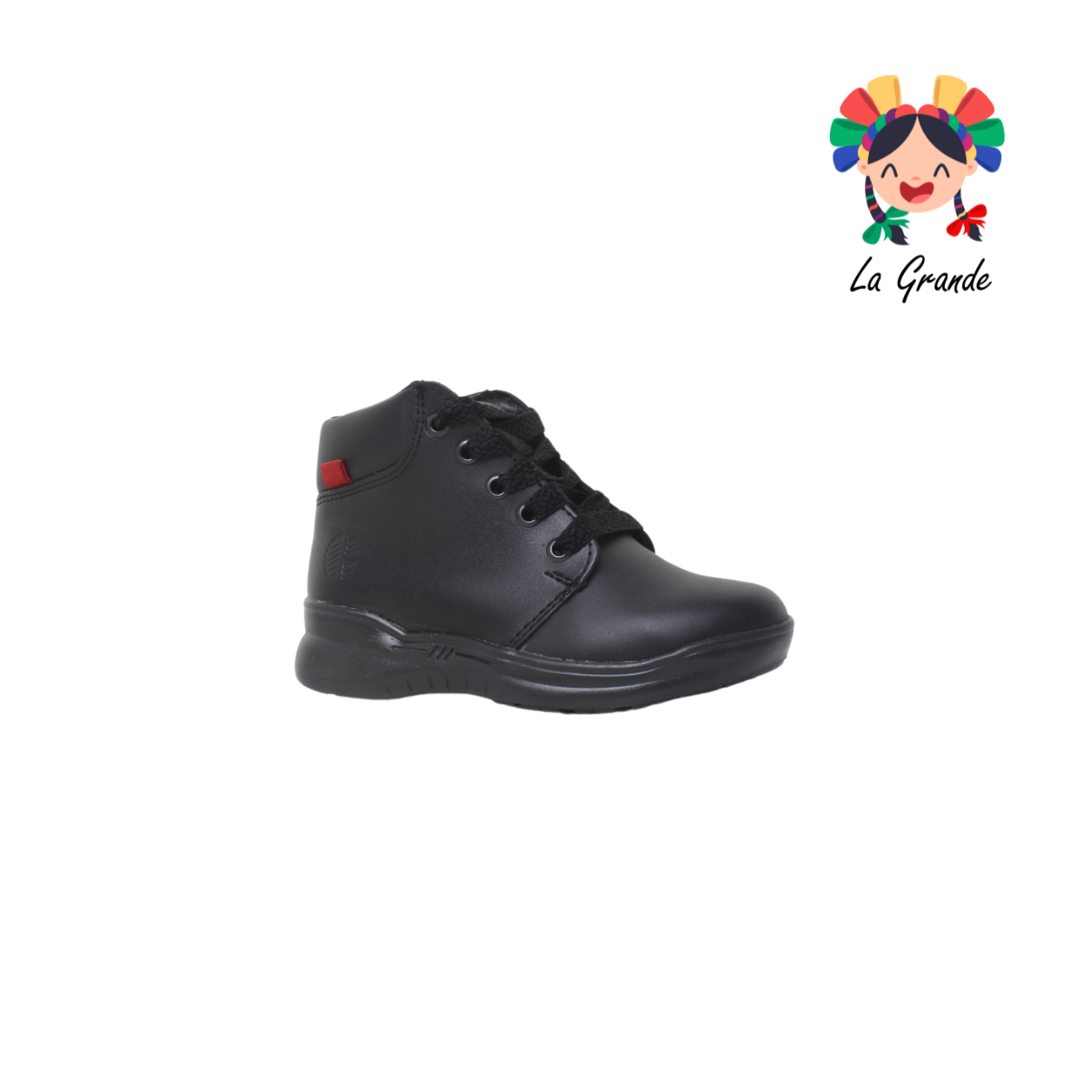 23-E-20 CONFRATELLI Negro Piel Zapato tipo Bota Escolar para Niño