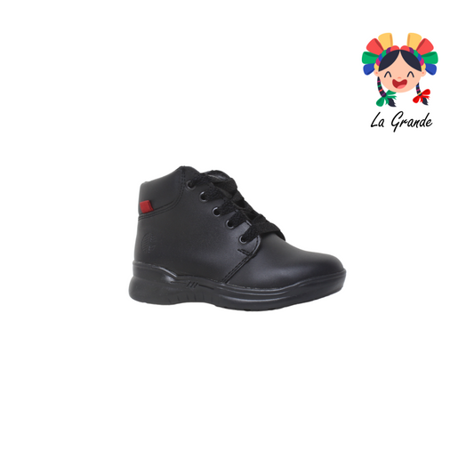 23-E-20 CONFRATELLI Negro Piel Zapato tipo Bota Escolar para Niño