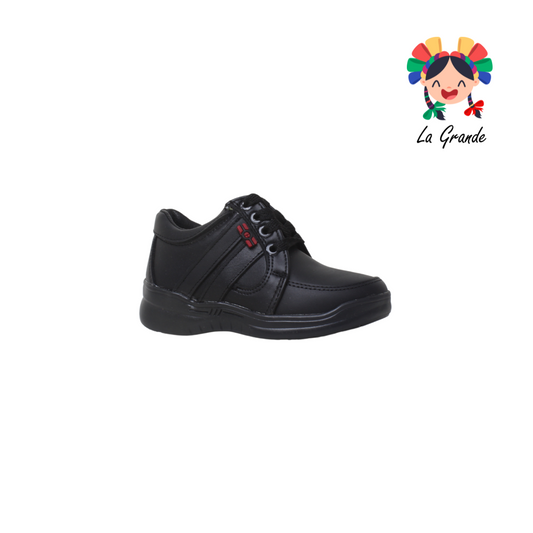 23-E-21 CONFRATELLI Negro Piel  Zapato Choclo Escolar para Niño