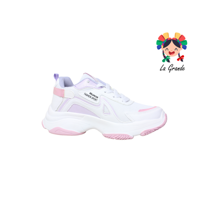 301 H-GROSS Bco Lila Rosa Tenis Deportivo para Dama
