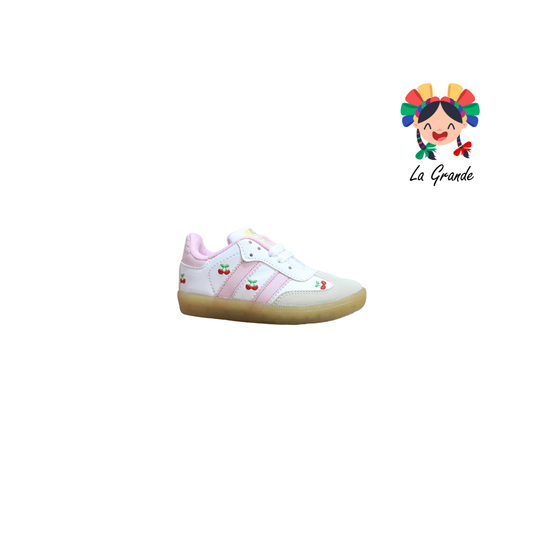 2300 JAG SPORT Blanco Rosa Cerezas Sintético Tenis Casual para Niña